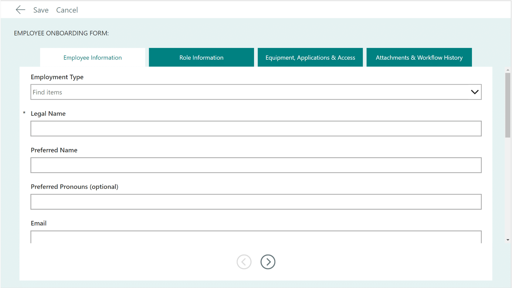 Power Apps for HR Departments - Onboarding Screen