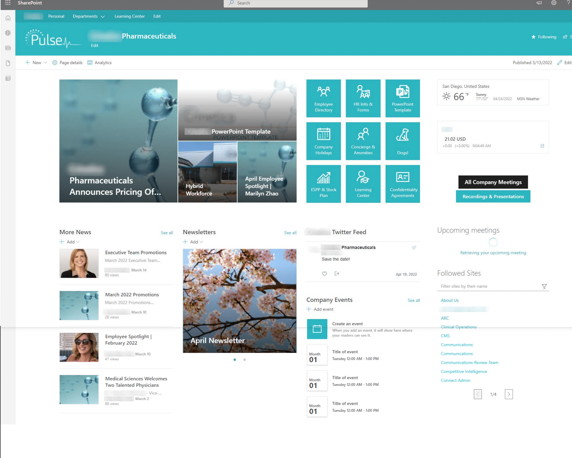 SharePoint Intranet Homepage Example