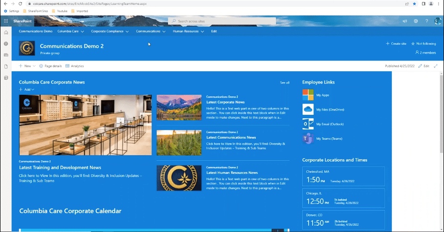 SharePoint Intranet Homepage Examples