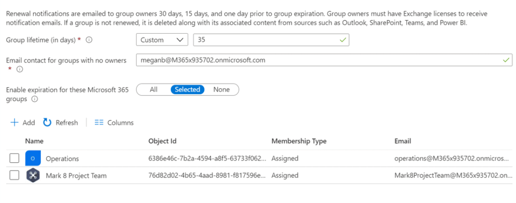lifecycle management - group expiration