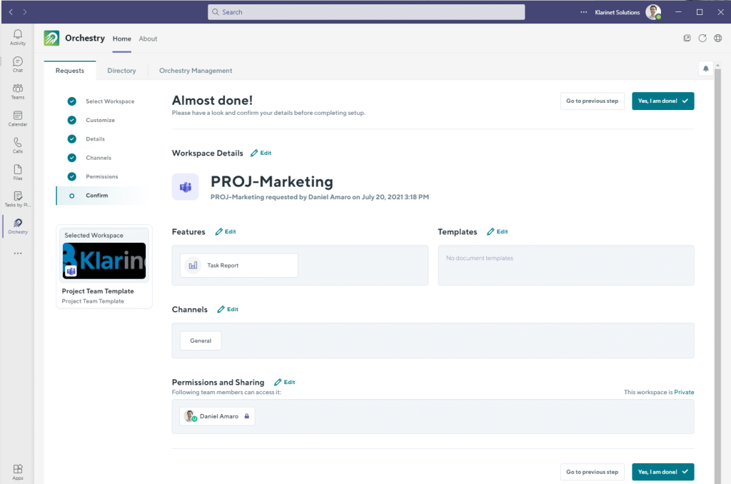 orchestry workspace provisioning