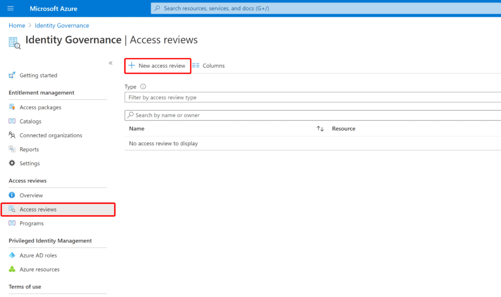 lifecycle management with access review in identity governance