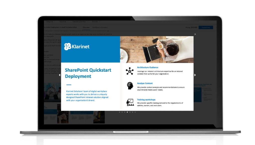 klarinet sharepoint digital workplace service on appsource 