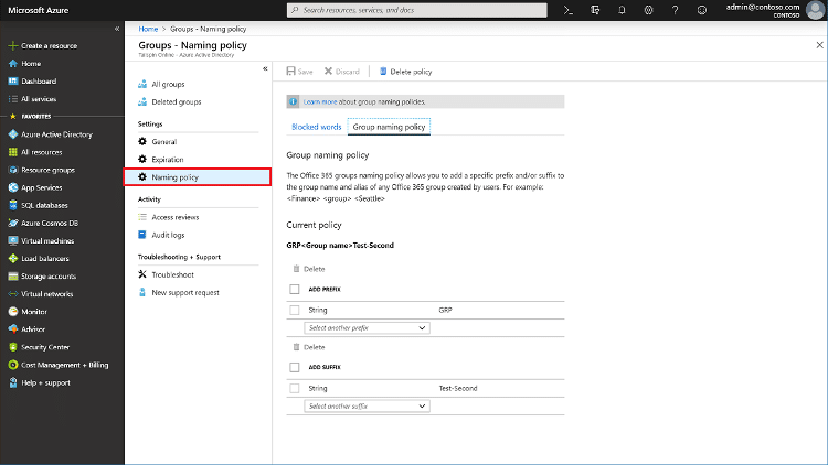 setting ms teams naming policy to avoid lifecycle management issues