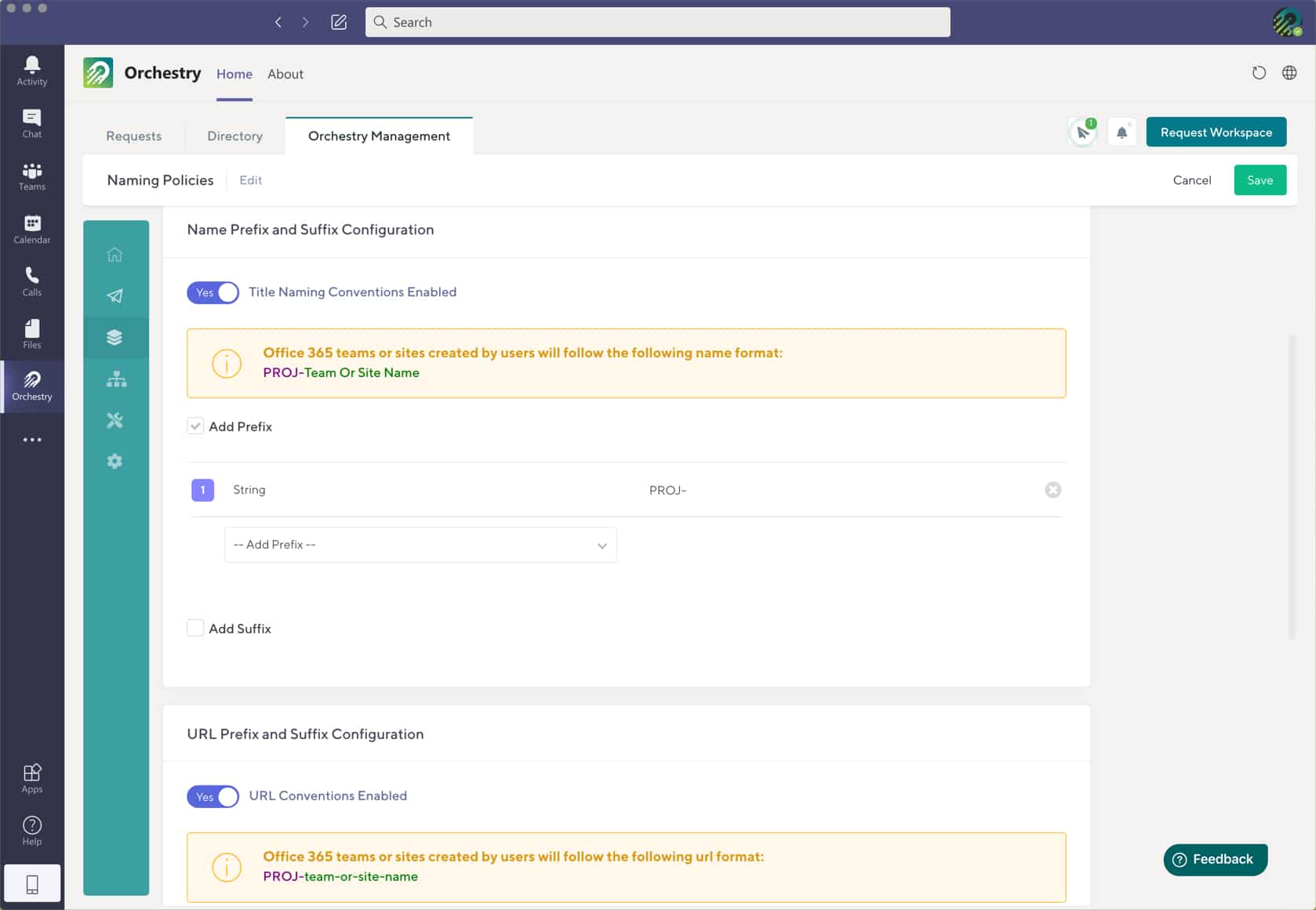 microsoft teams naming convention for lifecycle management