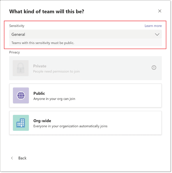 microsoft teams security - sensitivity labels