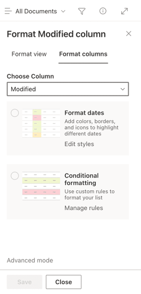 sharepoint formatting options