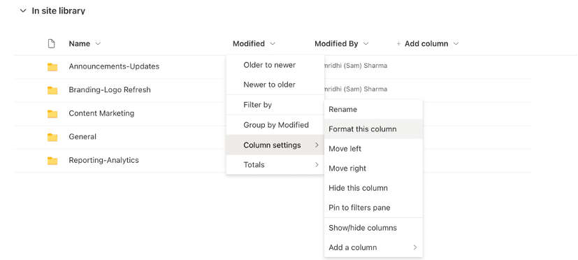 format this column sharepoint