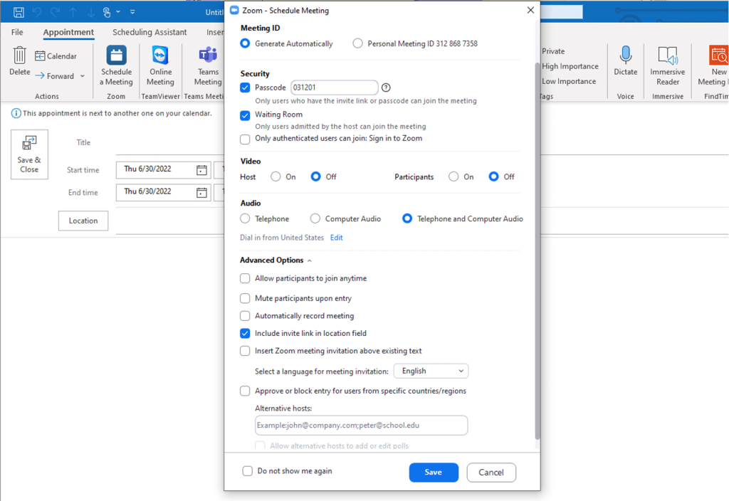 video conferencing tool – zoom admin controls and advanced options